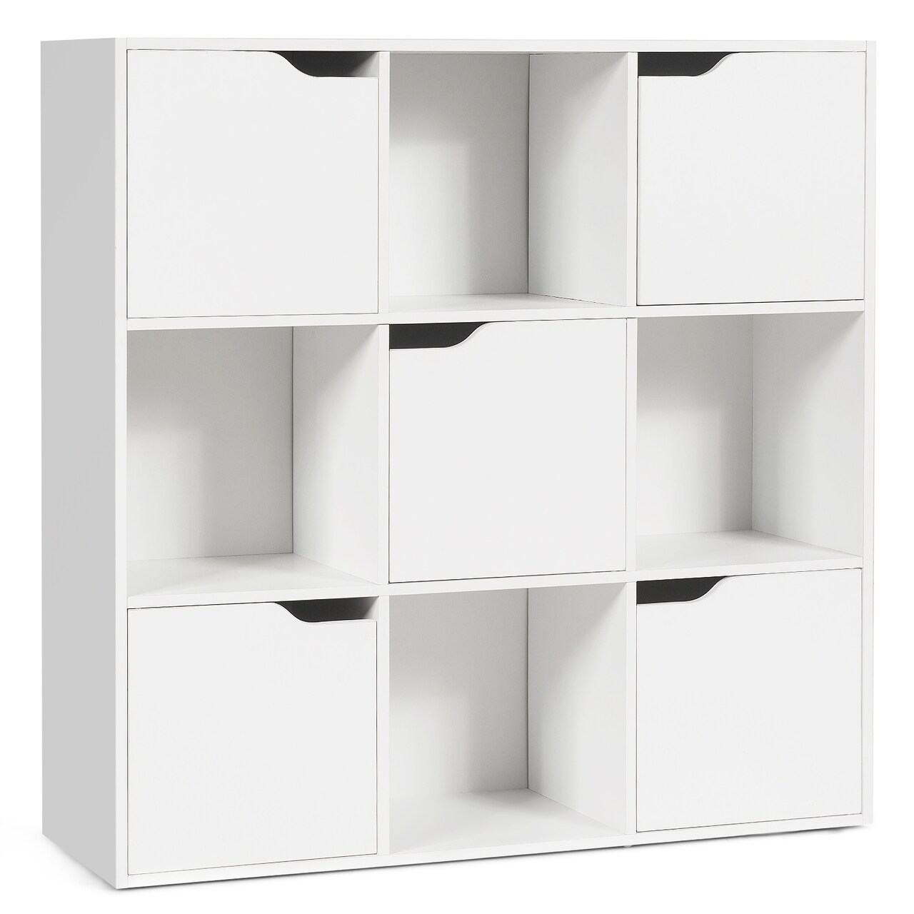 White Cube Storage Cabinet 9 Cubby Organizer Bookcase With Doors